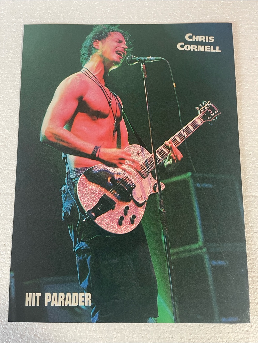 Chris Cornell Hit Parader Pinup— Pink Sparkle Guitar